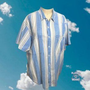 Blazer Dad Shirt Blue and White Striped 80's Style